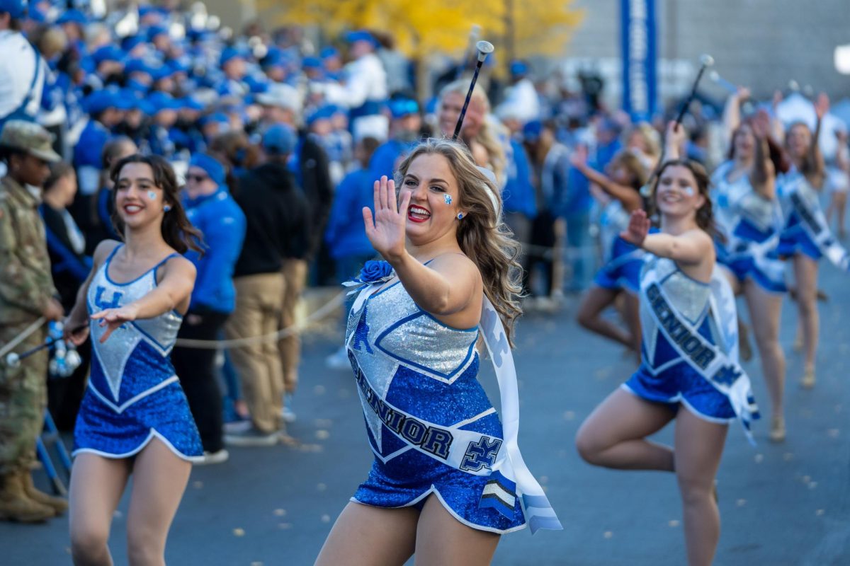 Kentucky twirlers perform during the Catwalk before the Kentucky vs. Alabama football game on Saturday, Nov. 11, 2023, at Kroger Field in Lexington, Kentucky. Photo by Travis Fannon | Staff