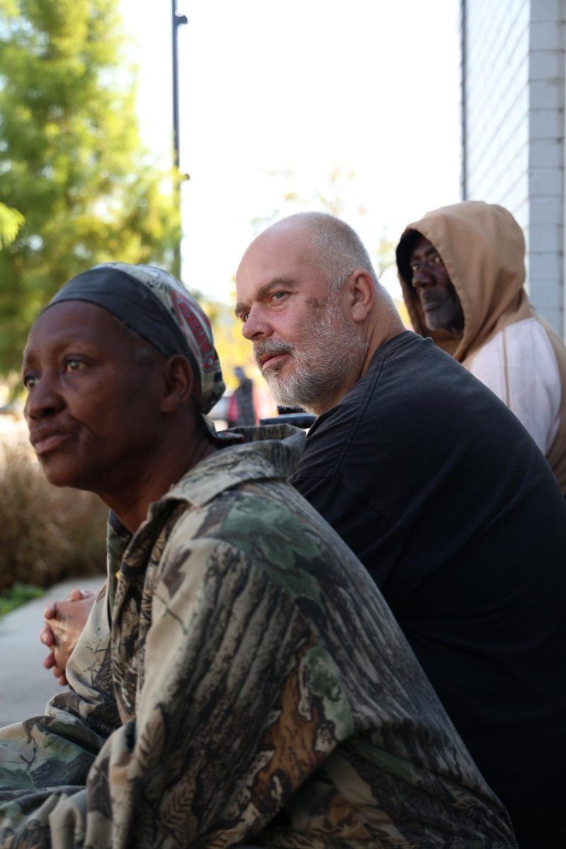 Linda Mae Wydner, left, and DeWayne McIntosh, right, frequently attend lunch at the ACCESS Soup Kitchen and Men’s Shelter on Thursday, Oct. 12, 2023, in Frankfort, Ky. Photo by Hannah Stanley