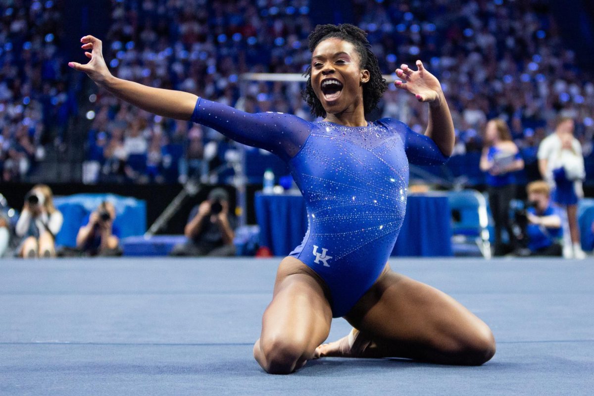 Arianna Paterson performs her floor routine during the No. 7 Kentucky vs. No. 18 Georgia gymnastics meet on Friday, January 26, 2024, at Rupp Arena in Lexington, Kentucky. Kentucky won 197.950-195.650. Photo by Brady Saylor | Staff