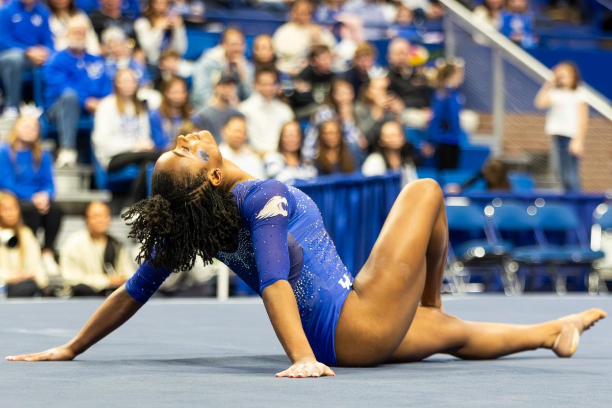 Redshirt fifth year Arianna Patterson performs her floor routine during the No. 7 Kentucky vs. No. 18 Georgia gymnastics meet on Friday, January 26, 2024, at Rupp Arena in Lexington, Kentucky. Kentucky won 197.950-195.650. Photo by Ella Porter | Staff