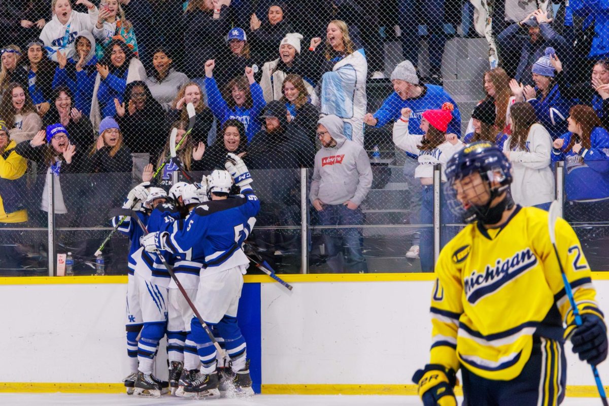 Members+of+the+Kentucky+hockey+team+celebrate+during+the+Kentucky+vs.+Michigan+hockey+game+on+Saturday%2C+Feb.+3%2C+2023%2C+at+the+Lexington+Ice+and+Recreation+center+in+Lexington%2C+Kentucky.+Kentucky+won+4-1.+Photo+by+Matthew+Mueller+%7C+Staff