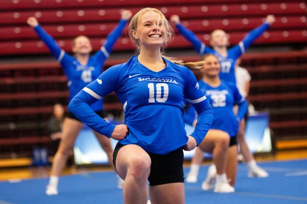 Emma Green competes during the Kentucky vs. Alma STUNT game on Saturday, February 3, 2024, at the Clive M. Beck Center in Lexington, Kentucky. Alma won 17-13. Photo by Brady Saylor | Staff