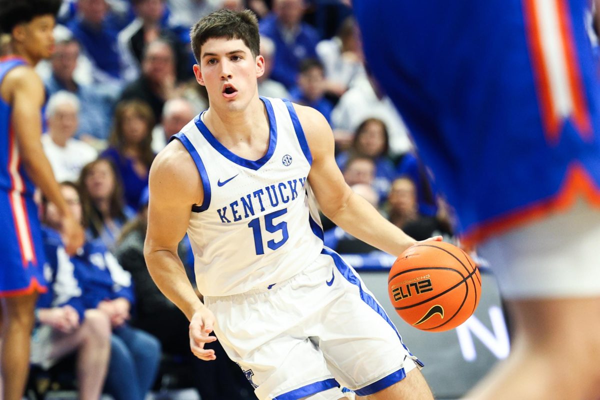 Kentucky+guard+Reed+Sheppard+dribbles+the+ball+during+the+Kentucky+vs.+Florida+mens%E2%80%99s+basketball+game+on+Wednesday%2C+Jan.+31%2C+2024%2C+at+Rupp+Arena+in+Lexington%2C+Kentucky.+Kentucky+lost+94-91.+Photo+by+Abbey+Cutrer+%7C+Staff