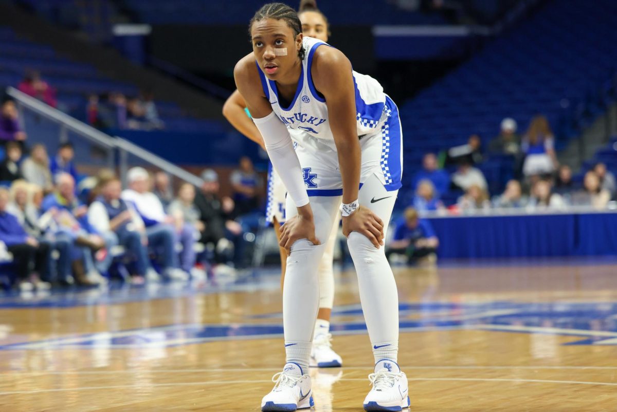 Kentucky forward Ajae Petty prepares for free throws during the Kentucky vs. Ole Miss women’s basketball game on Thursday, Feb. 29, 2024, at Rupp Arena in Lexington, Kentucky lost 45-75. Photo by Sydney Yonker | Staff