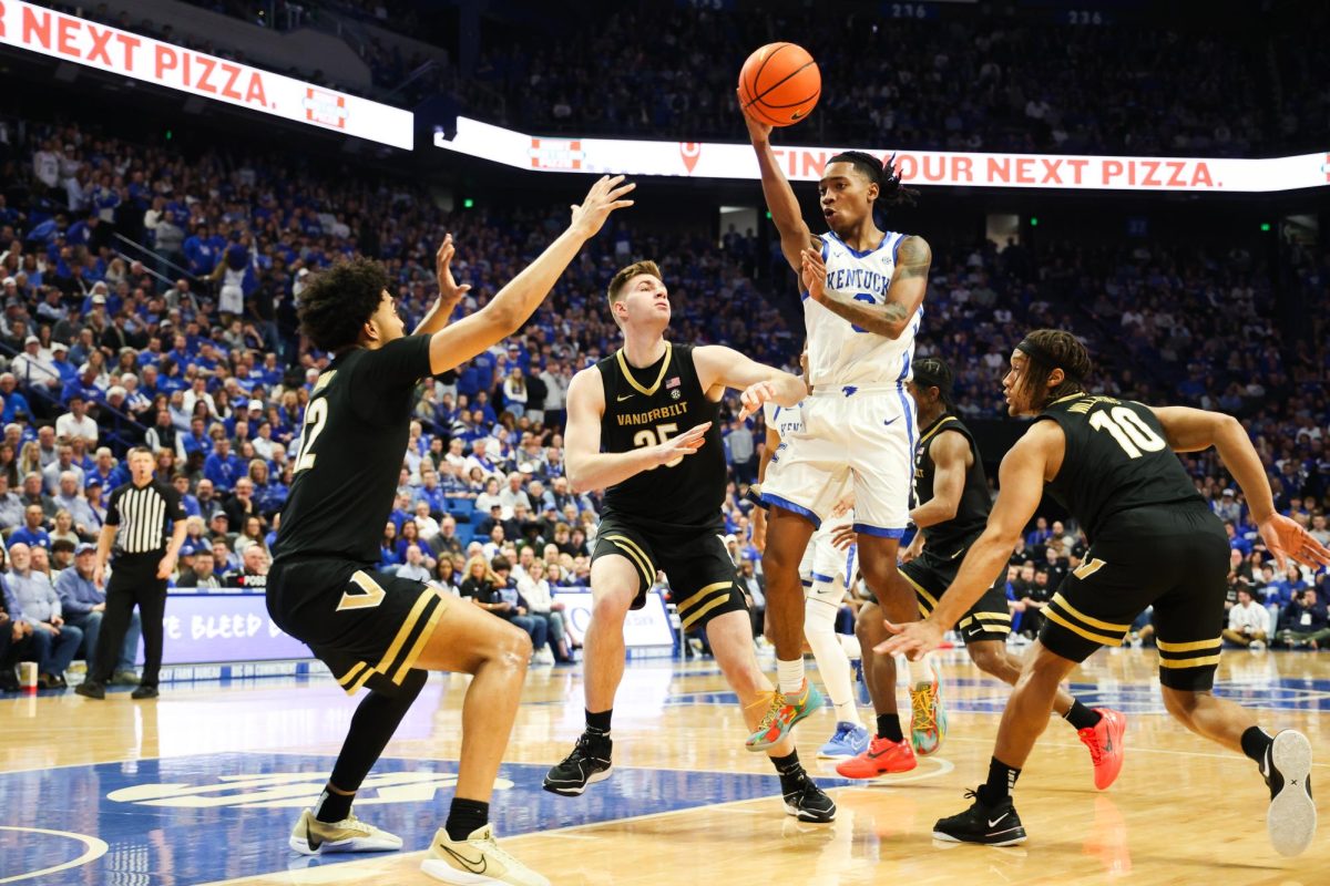Kentucky guard Rob Dillingham passes the ball during the Kentucky mens basketball game vs. Vanderbilt on Wednesday, March 6, 2024, at Rupp Arena in Lexington, Kentucky. Photo by Abbey Cutrer | Staff
