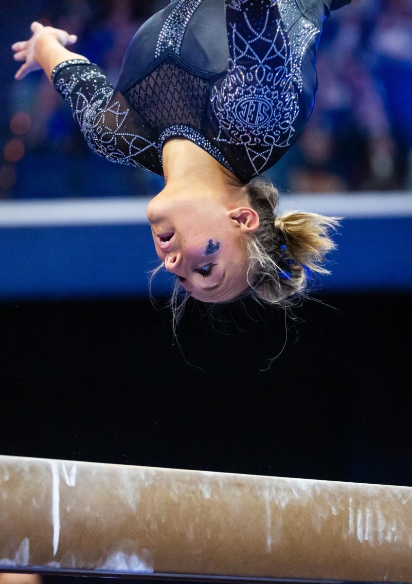 Raena Worley performs her beam routine during the No. 6 Kentucky vs No 5. Florida gymnastics meet on Sunday, March 3, 2024 at Rupp Arena in Lexington, Kentucky. Kentucky lost 198.100-198.225.