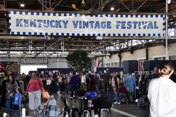 People shop at the Kentucky Vintage Festival in Lexington, Kentucky, on Saturday, March 2, 2024. Photo by Isabella Sepahban | Staff