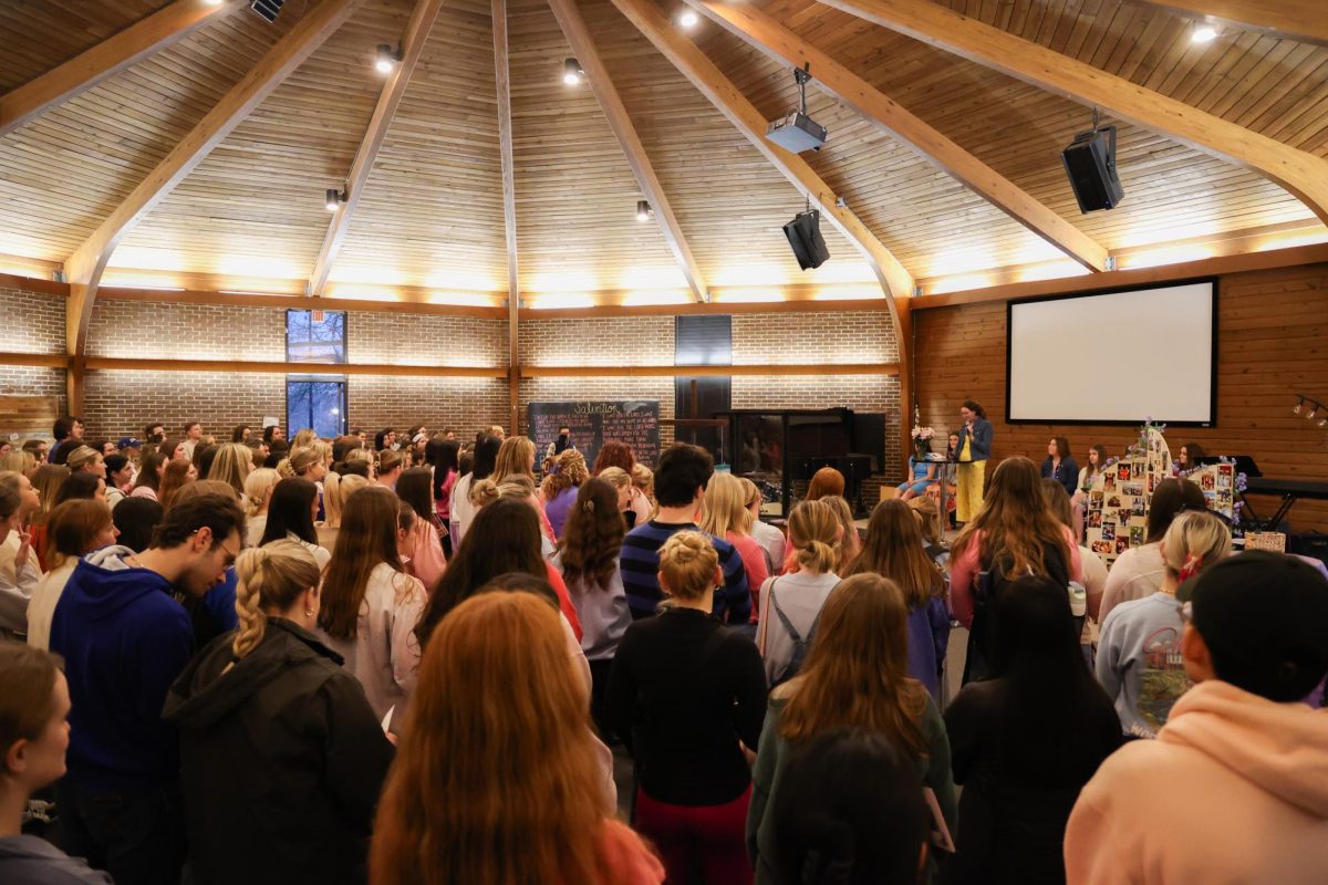 Friends and family of Madison Becknell gather to mourn her death during a vigil on Wednesday, March 6, 2024, at Baptist Campus Ministry in Lexington, Kentucky. Photo by Abbey Cutrer | Staff