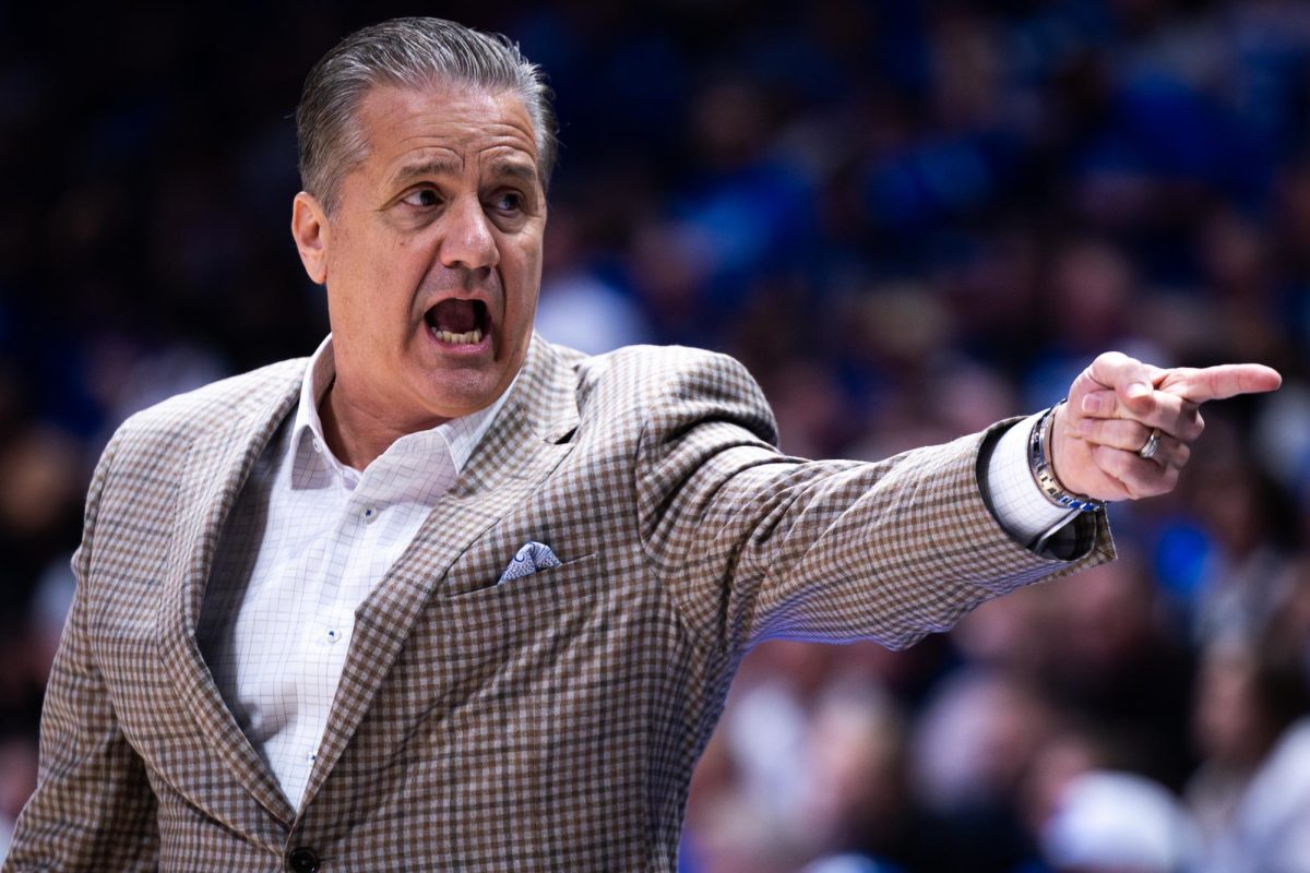 Kentucky+head+coach+John+Calipari+points+to+a+player+on+the+Kentucky+bench+during+the+No.+2+Kentucky+vs.+No.+7+Texas+A%26M+mens+basketball+game+in+the+SEC+Tournament+quarterfinals+on+Friday%2C+March+15%2C+2024%2C+at+Bridgestone+Arena+in+Nashville%2C+Tennessee.+Kentucky+lost+97-87.+Photo+by+Samuel+Colmar+%7C+Staff