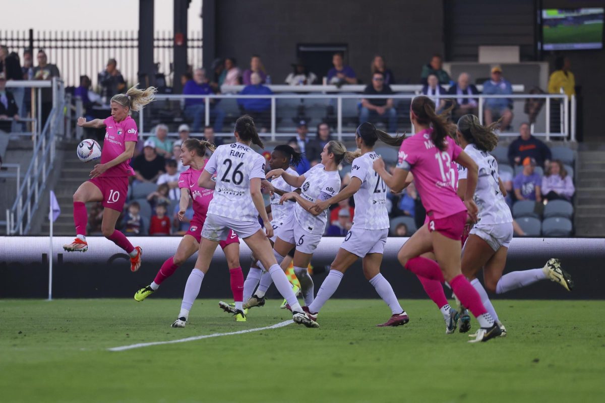 Sofia Jakobsson makes a shot attempt on the goal on Saturday, April 13, 2024, at Lynn Family Stadium in Louisville, Kentucky. Racing FC tied 0-0 with San Diego Wave.  Photo by Matthew Mueller | Staff
