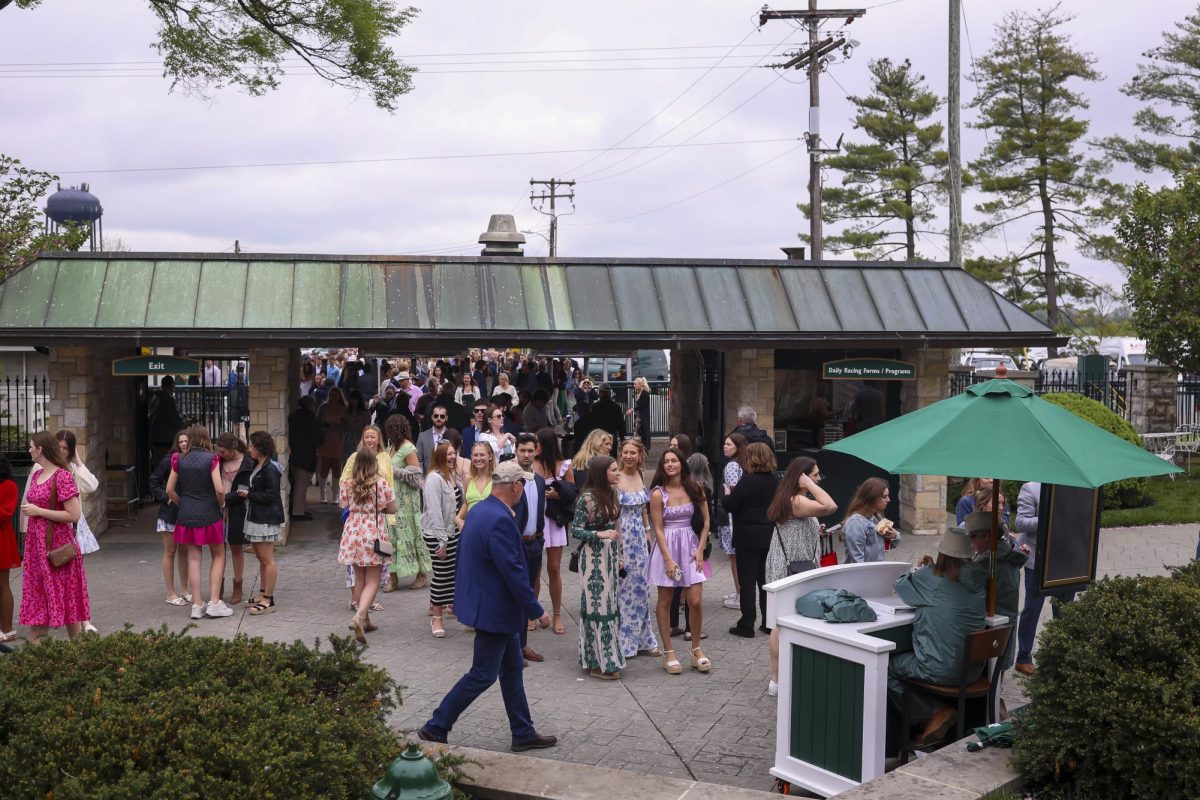 Students arrive to Keeneland on Friday, April 19, 2024, at Keeneland During College day in Lexington, Kentucky. Photo by Matthew Mueller | Staff