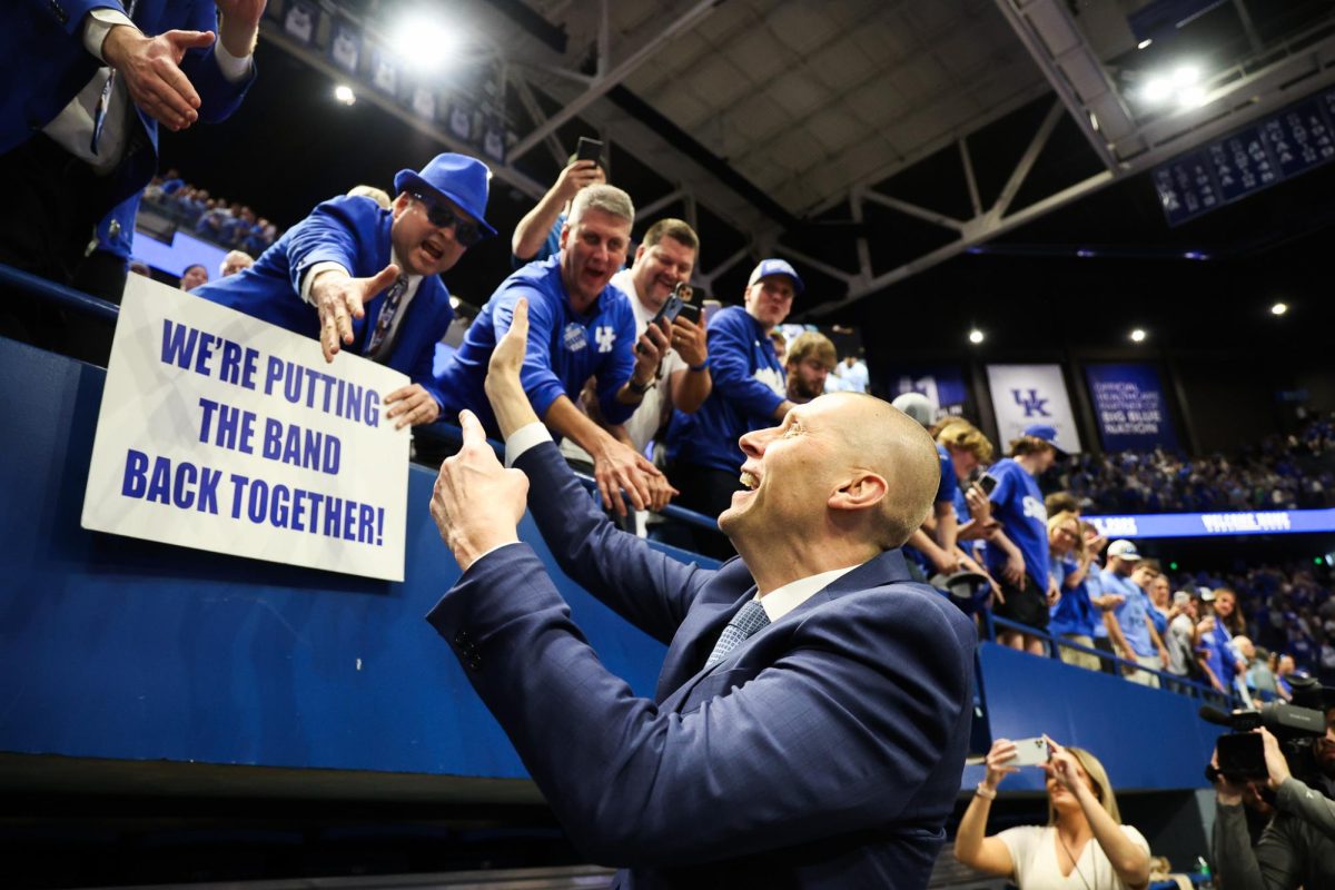 Mark Pope greets fans at his introductory press conference as the new head coach of Kentucky men’s basketball on Sunday, April 14, 2024, at Rupp Arena in Lexington, Kentucky. Photo by Abbey Cutrer | Staff