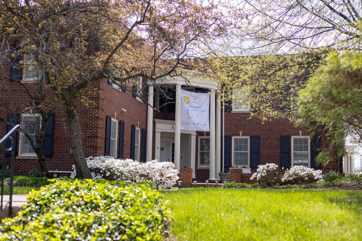The Alpha Delta Phi building on Wednesday, April 17, 2024, at Rose Street in Lexington, Kentucky. Photo by Samuel Colmar | Staff