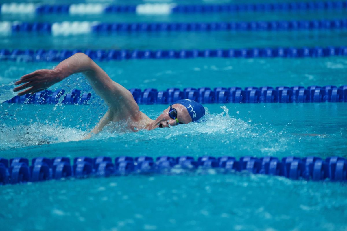 Kentucky men’s swimmer Carson Hick competes during the NCAA Men's Swimming and Diving Championships on Thursday, March 28, 2024, at the IU Natatorium in Indianapolis, Indiana. Photo by Jenna Lifshen | Staff