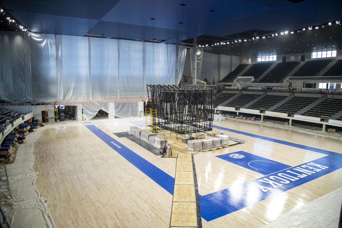 Inside Memorial Coliseum while renovations are being done Friday, July 12, 2024, at Memorial Coliseum in Lexington, Kentucky. Photo by Matthew Mueller | Photo Editor 