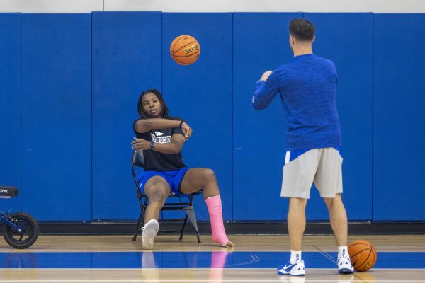 Jordan Obi warms up during the Kentucky Women’s Basketball media day on Tuesday, July 30, 2024, at Joe Craft Center  in Lexington, Kentucky. Photo by Matthew Mueller | Photo Editor 