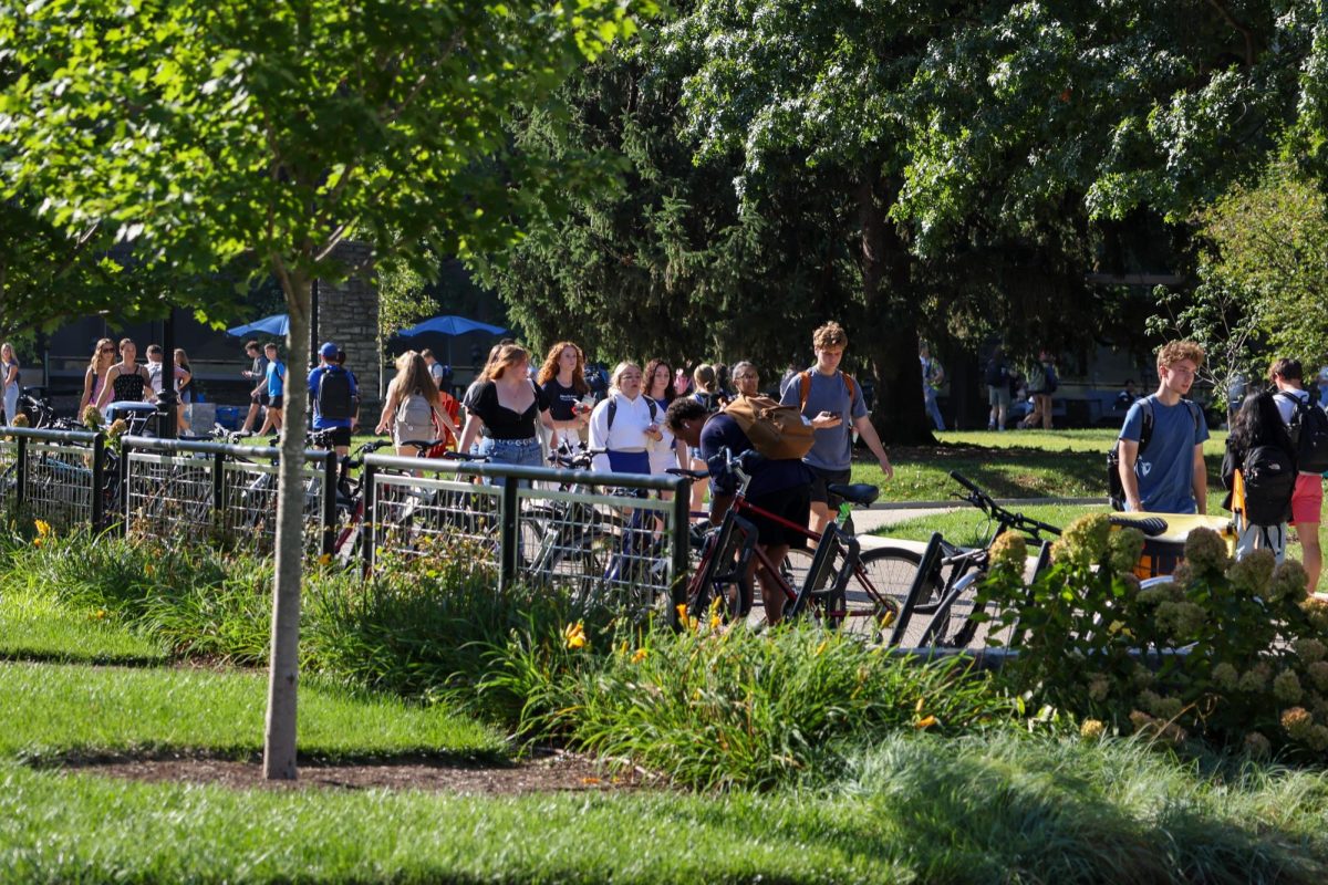 Kentucky students walk next to the University of Kentucky Chemistry-Physics Building during the first day of classes on Monday, Aug. 26, 2024, in Lexington, Kentucky. Photo by Sydney Yonker | Staff