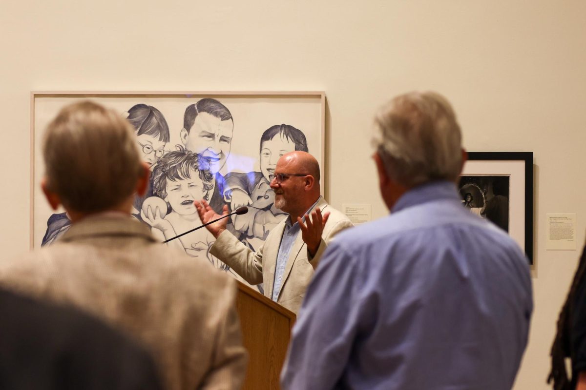 Director Stuart Horodner opens the new Family Dynamics exhibit at the Singletary Center in Lexington, Kentucky, on Friday, Aug. 30, 2024. Sydney Yonker | Staff