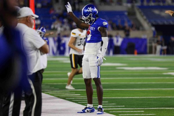 Kentucky defensive back Jonquis “JQ” Hardaway celebrates an incomplete pass during the Kentucky vs Southern Miss football game on Saturday, Aug. 31, 2024, at Kroger Field in Lexington, Kentucky. Kentucky won 31-0. Photo by Sydney Yonker | Staff