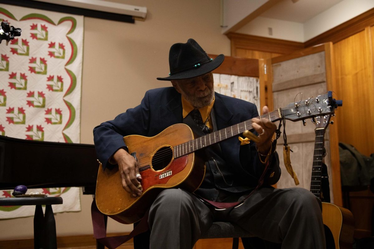 Sparky Rucker plays the guitar at Appalachia in the Bluegrass on Friday, Sept. 13, 2024, at John Jacob Niles Center for American Music in Lexington, Kentucky. Photo by Christian Kantosky | Staff