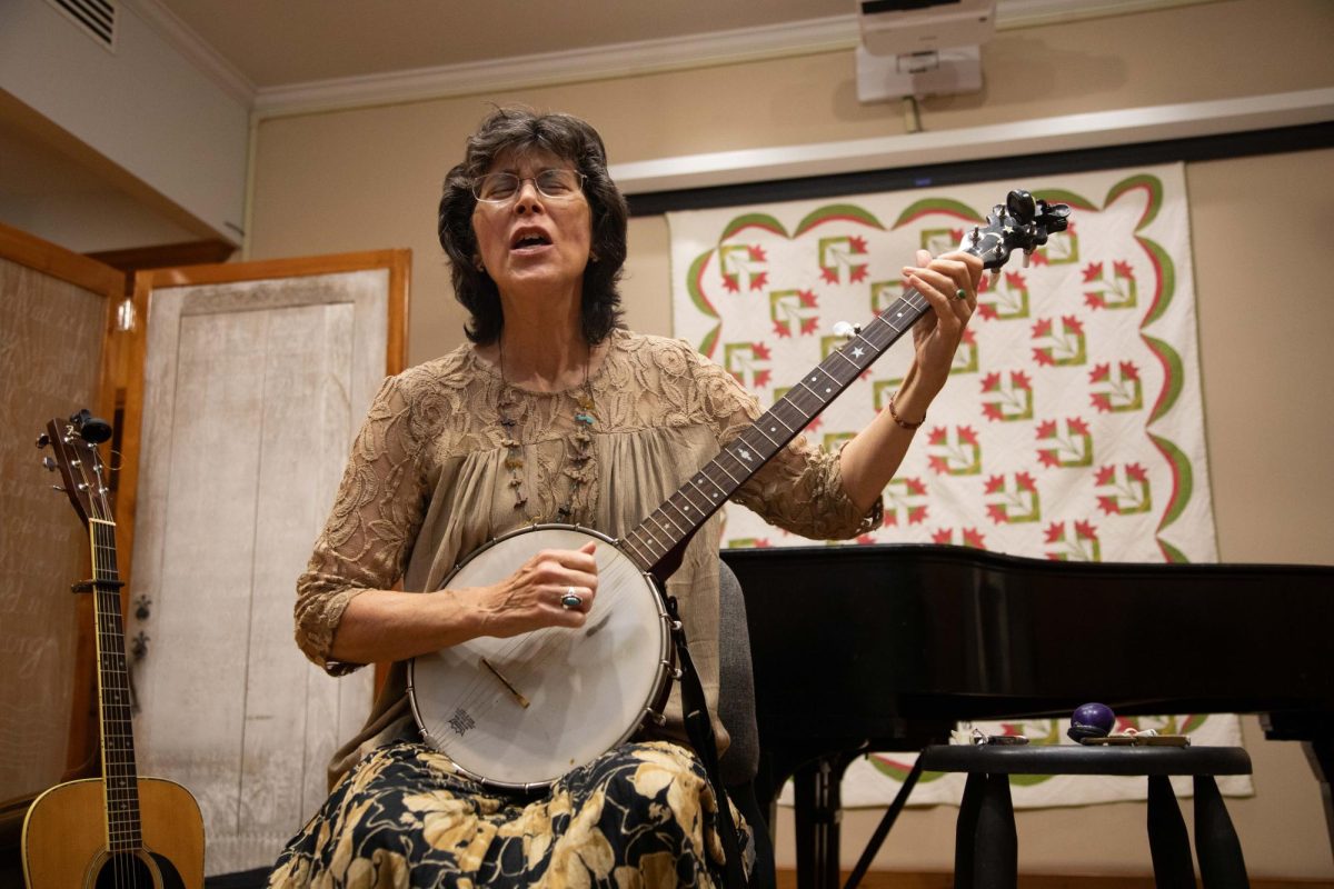 Rhonda Rucker plays the banjo at Appalachia in the Bluegrass on Friday, Sept. 13, 2024, at John Jacob Niles Center for American Music in Lexington, Kentucky. Photo by Christian Kantosky | Staff