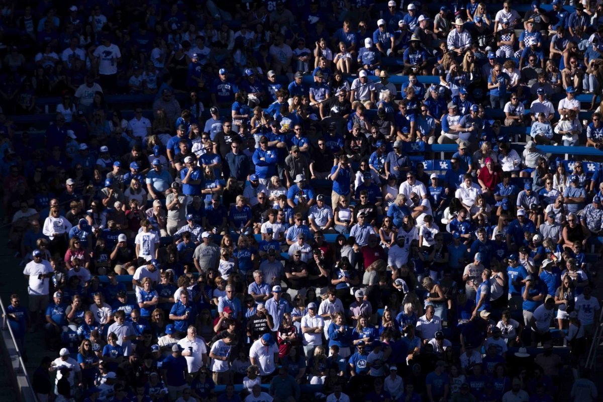 Fans watch as a play develops during the game between Kentucky and South Carolina. Kentucky lost to South Carolina 31-6. Saturday, Sept. 7, 2024, at Kroger Field in Lexington, Kentucky. Photo by Matthew Mueller | Photo Editor