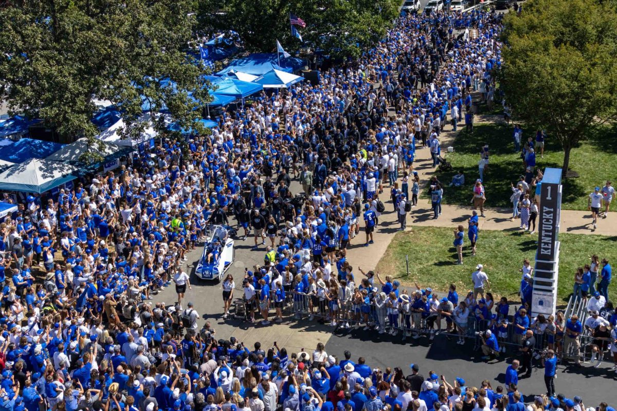 Kentucky football team walks during the cat walk on Saturday, Sept. 7, 2024, at Kroger Field in Lexington, Kentucky. Photo by Sydney Yonker | Staff