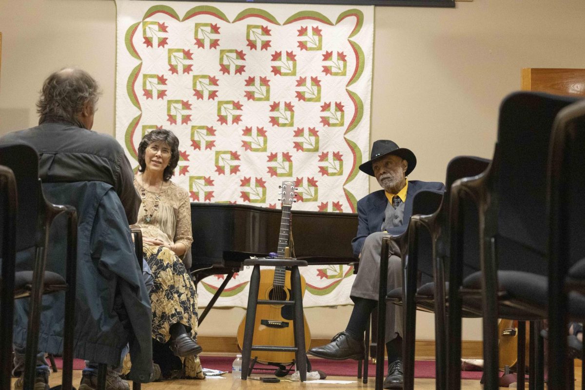 Rhonda and Sparky Rucker wait to begin their performance of Appalachia in the Bluegrass on Friday, Sept. 13, 2024, at John Jacobs Niles Center for American Music in Lexington, Kentucky. Photo by Josie Zoeller | Staff