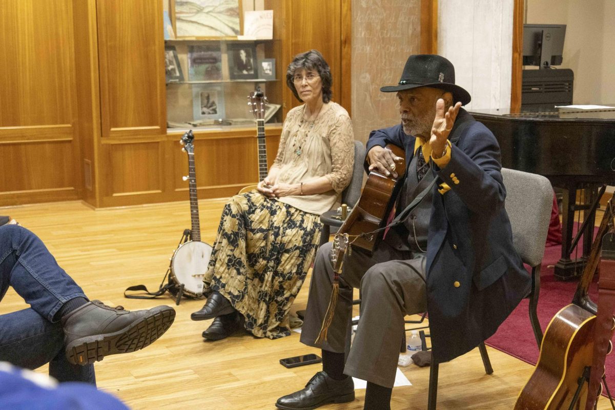 Sparky Rucker explains the origins of Appalachian music during Appalachia in the Bluegrass performance on Friday, Sept. 13, 2024, at John Jacobs Niles Center for American Music in Lexington, Kentucky. Photo by Josie Zoeller | Staff