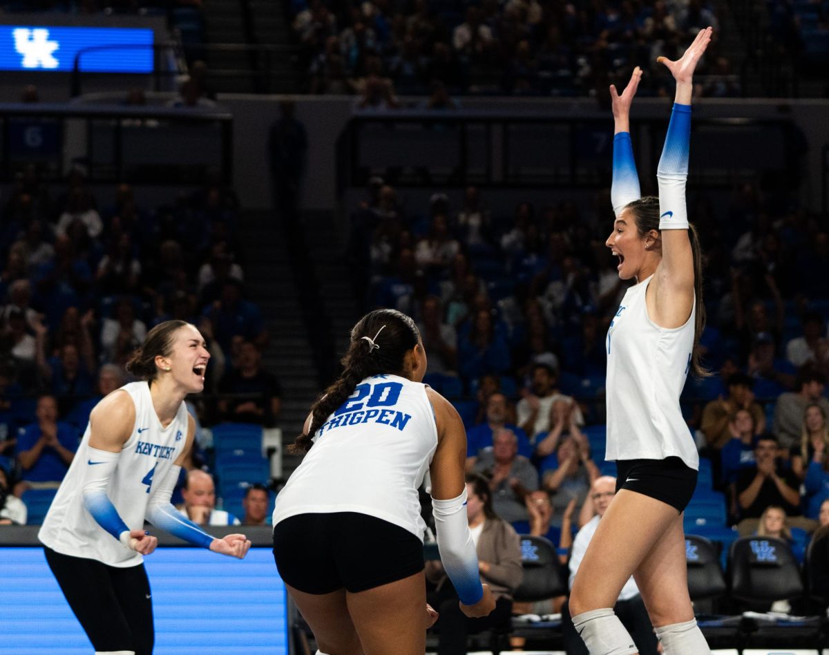 during the No. 9 Kentucky vs. No. 7 Penn State women's volleyball match on Friday, Sept. 6, 2024, at Memorial Coliseum in Lexington, Kentucky. Kentucky lost 2-3. Photo by Brayden Finn | Staff