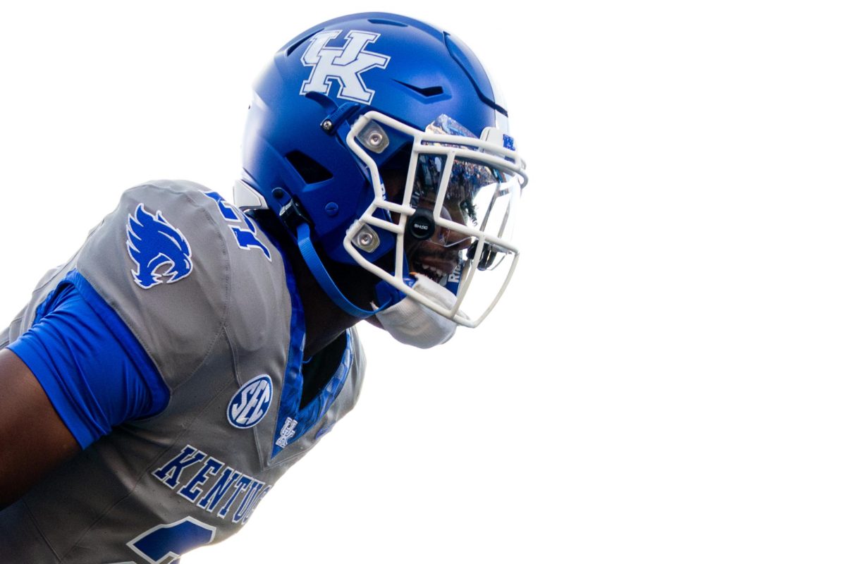 Kentucky linebacker Quintavion Norman (31) warms up before the Kentucky vs. No. 1 Georgia football game on Saturday, Sept. 14, 2024, at Kroger Field in Lexington, Kentucky. Kentucky lost 13-12. Photo by Samuel Colmar | Staff