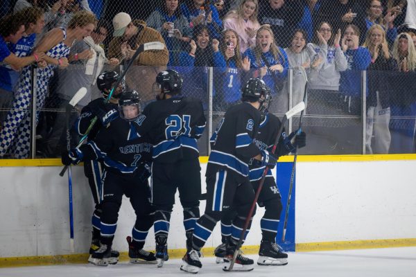 Fans react to Kentucky scoring a goal during the Kentucky vs. Penn State hockey match on Saturday, Sept. 14, 2024, at the Lexington Ice and Recreation Center in Lexington, Kentucky. Kentucky won 4-1. Photo by Samuel Colmar | Staff