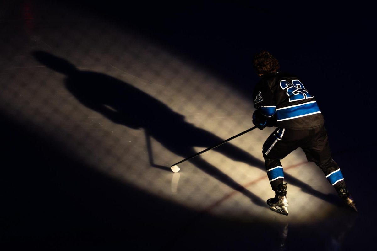 Kentucky forward Macklin Yelle (22) is introduced before the Kentucky vs. Penn State hockey match on Saturday, Sept. 14, 2024, at the Lexington Ice and Recreation Center in Lexington, Kentucky. Kentucky won 4-1. Photo by Samuel Colmar | Staff