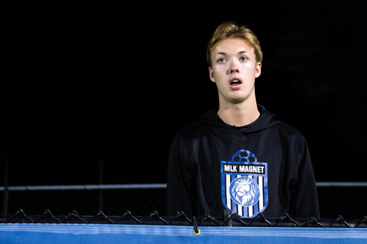 A Kentucky fan reacts to a Louisville goal during the No. 16 Kentucky vs. 15. Louisville men’s soccer match on Monday, Sept. 9, 2024, at the Wendell and Vickie Bell Soccer Complex in Lexington, Kentucky. Kentucky lost 1-0. Photo by Samuel Colmar | Staff