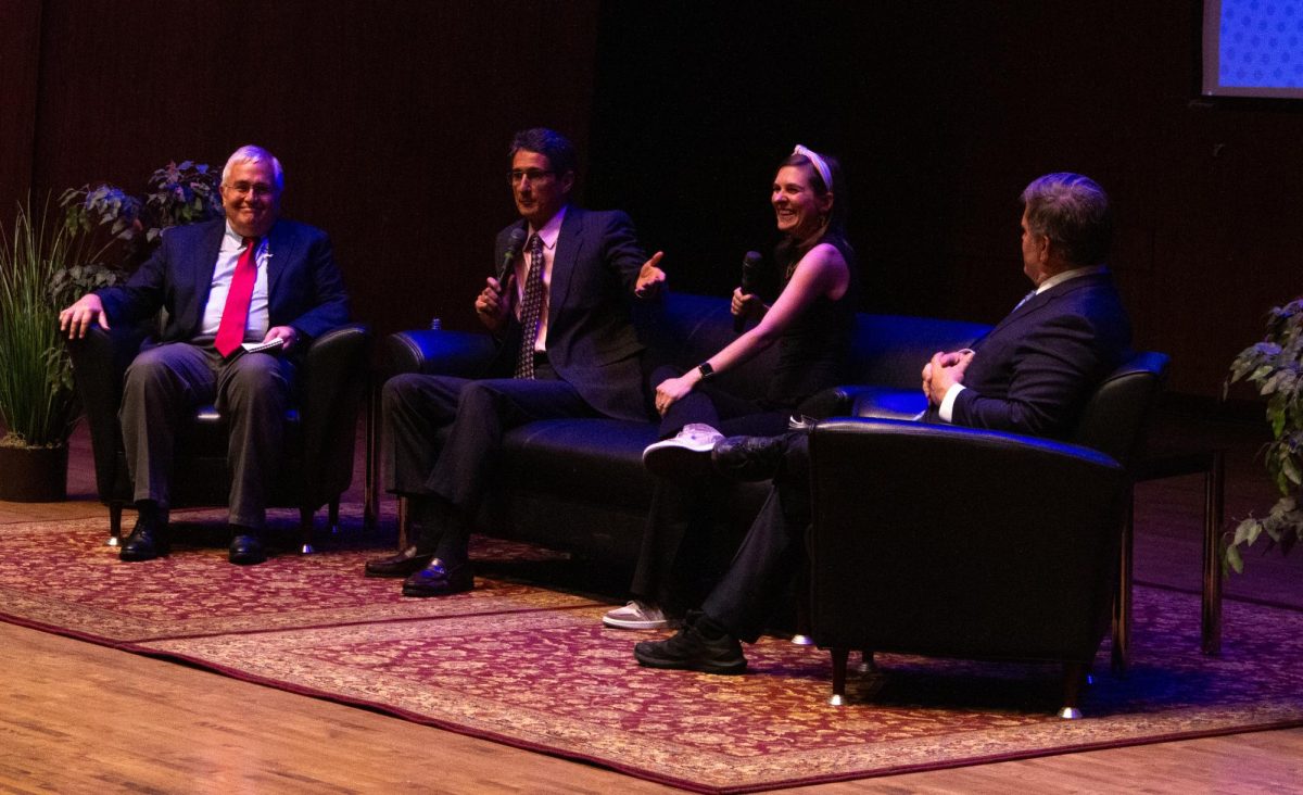 Dr. Stephen Voss speaks during the Wendell H. Ford Lecture at the Singletary Center for the Arts in Lexington, Kentucky on Tuesday, Oct. 8, 2024. Photo by Greyson Niehaus | Staff