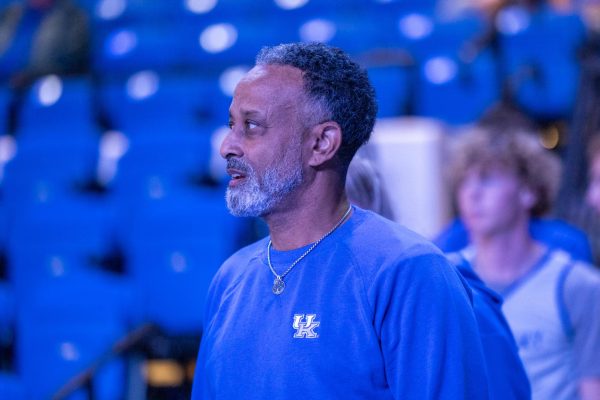 Kentucky women’s basketball head coach Kenny Brooks during the Kentucky Blue-White Preseason Event on Friday, Oct. 18, 2024, at Historic  Memorial Coliseum in Lexington, Kentucky. Photo by Sydney Yonker | Staff