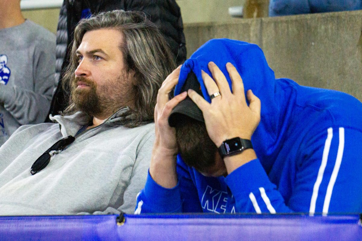 Kentucky fans watch on with disappointment during the football game vs. Auburn on Saturday, Oct. 26, 2024, at Kroger Field in Lexington, Kentucky. Kentucky lost 24-10. Photo by Isaiah Pinto | Staff