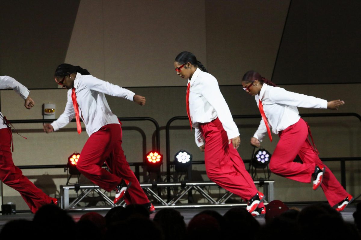 Delta Sigma Theta performs to Micheal Jackson's music at the University of Kentucky National Pan-Hellenic Council Annual Step Show at the Gatton Student Center on Oct. 11, 2024. Photo by Chloe Bradley | Staff