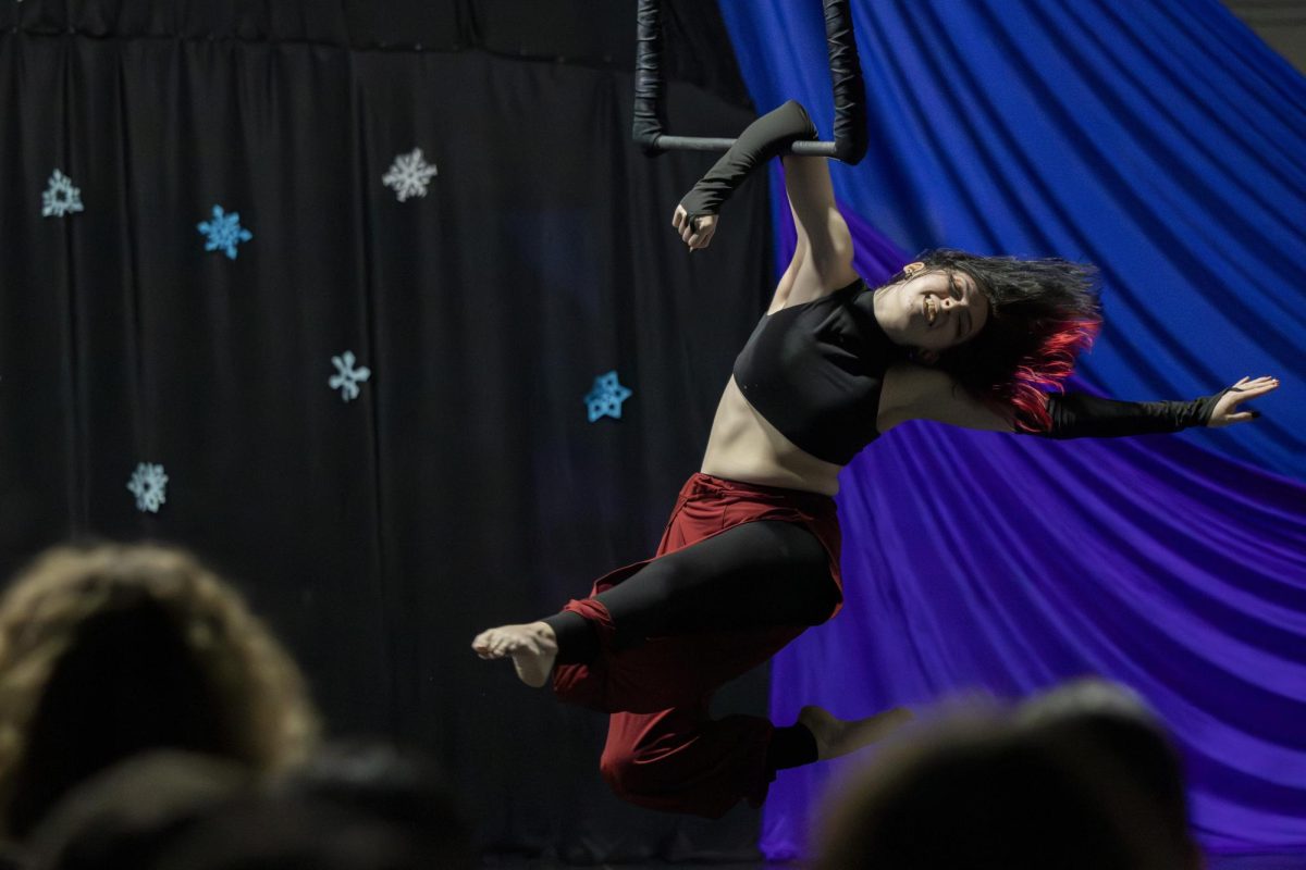 Liz Stuckenborg performs their act during the Circus Cats Fall to Winter showcase on Friday, Nov. 15, 2024, at Barker Hall in Lexington, Kentucky. Photo by Matthew Mueller | Photo Editor 