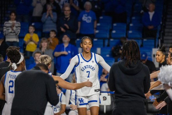 Kentucky Wildcats forward Teonni Key (7) walks onto the court during the Kentucky vs. Purdue Fort Wayne women’s basketball game on Monday, Nov. 18, 2024, at Historical Memorial Coliseum in Lexington, Kentucky. Kentucky won 79—67. Photo by Sydney Yonker | Staff