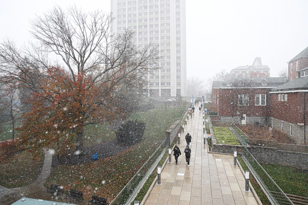 Students walk through the snow on Thursday, Nov. 21, 2024, at The University of Kentucky in Lexington, Kentucky. Photo by Abbey Cutrer | Staff