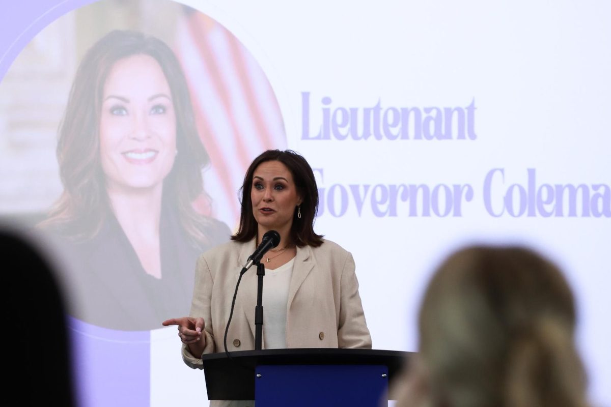 Kentucky Lt. Gov. Jacqueline Coleman speaks during the Lewis Honors College Leadership Conference on Saturday Feb. 22, 2025 at University of Kentucky Lewis Honors College in Lexington Kentucky. Photo by Cara Raiford | Staff