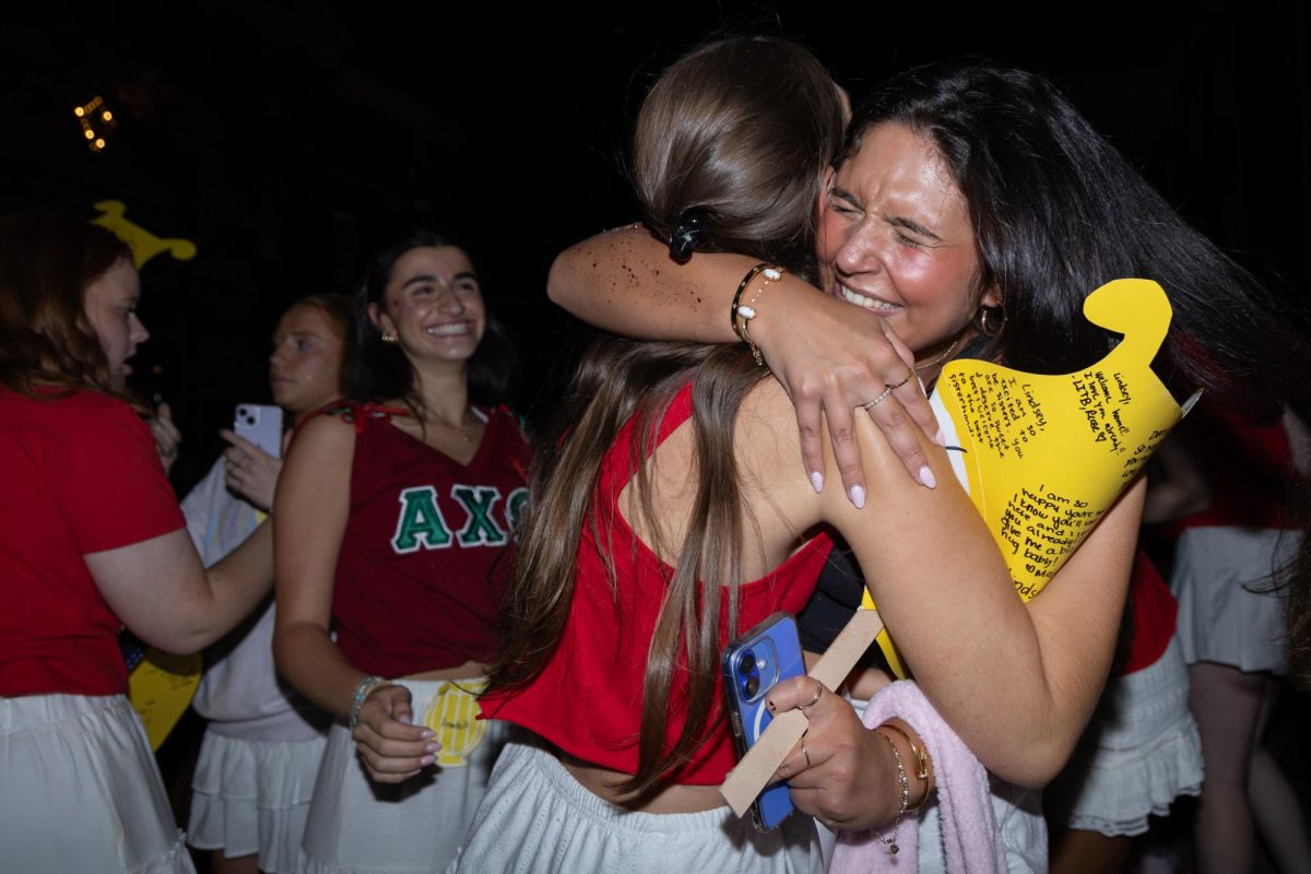 New member embraces sorority sister during University of Kentucky Panhellenic Bid Day on Tuesday, Sep. 2, 2025, at the University of Kentucky’s campus in Lexington, Ky. Photo by Sydney Novack | Assistant Photo Editor 