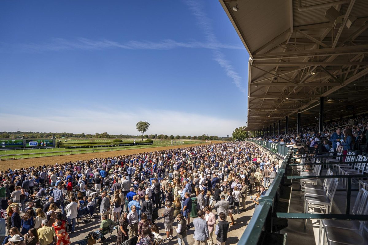 Fans wait for the next race to begin at Keeneland College Scholarship Day on Friday, Oct. 10, 2025, at Keeneland in Lexington, Ky. Photo by Will Luckett | Staff