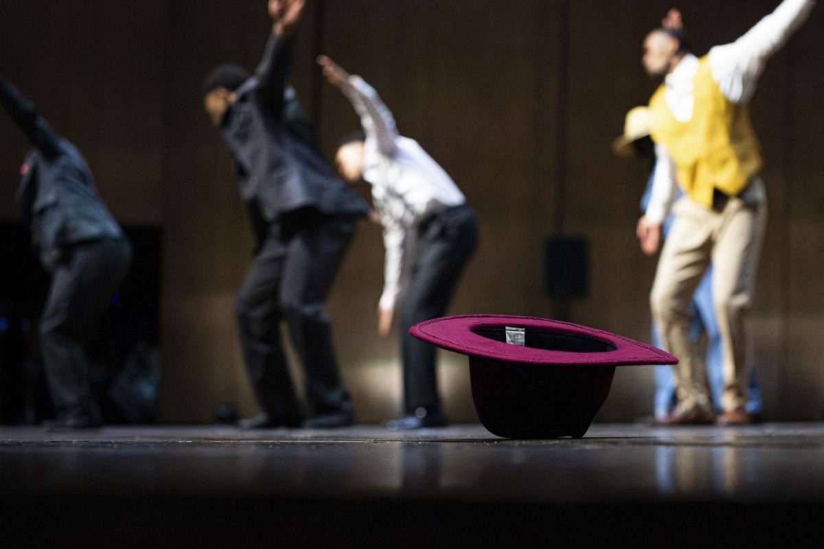 Members of Alpha Phi Omega National Service Fraternity Alpha Zeta Chapter preform during 2025 National Pan-Hellenic Council Homecoming Step Show on Friday, Oct. 17, 2025, at Singletary Concert Hall in Lexington, Ky. Photo by Kenzie Cummings | Staff