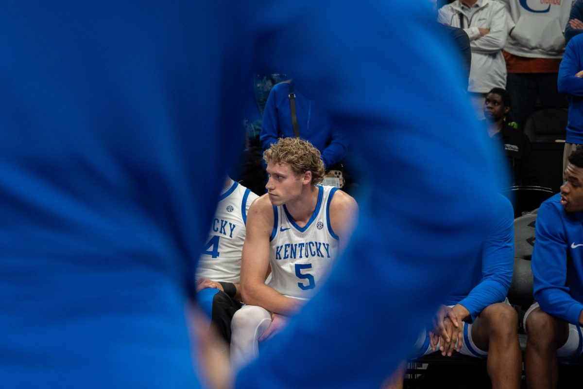 University of Kentucky Guard Collin Chandler prepares to check in as UK beats St. John's 78-66 at the CBS Sports Classic in State Farm Arena, Atlanta, Ga. Photo taken by Peyton Tindall | Staff