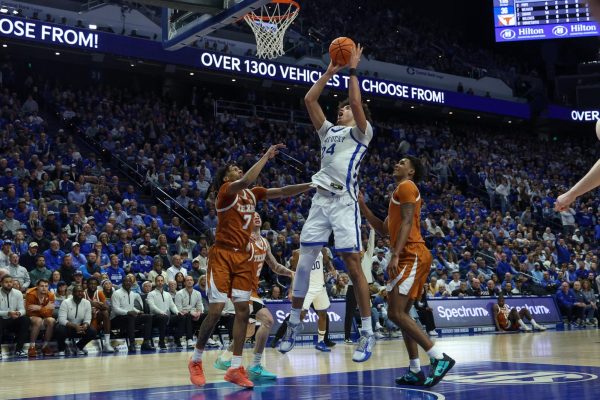 Kentucky Wildcat Malachi Moreno (24) jumps for a slam dunk in thier game against Texas at Rupp Arena on Wednesday, Jan. 21, 2026, Lexington, Ky. Photo by Brooke Johnson | Photo Manager