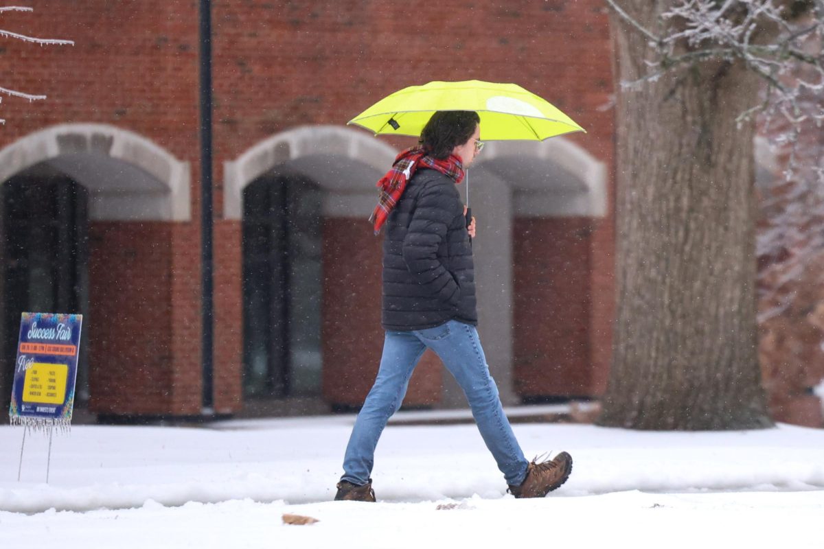 Thomas Patrick Noll goes for a walk in the snow at the University of Kentucky on Sunday, Jan. 25, 2026, Lexington, Ky. Photo by Brooke Johnson | Photo Manager
