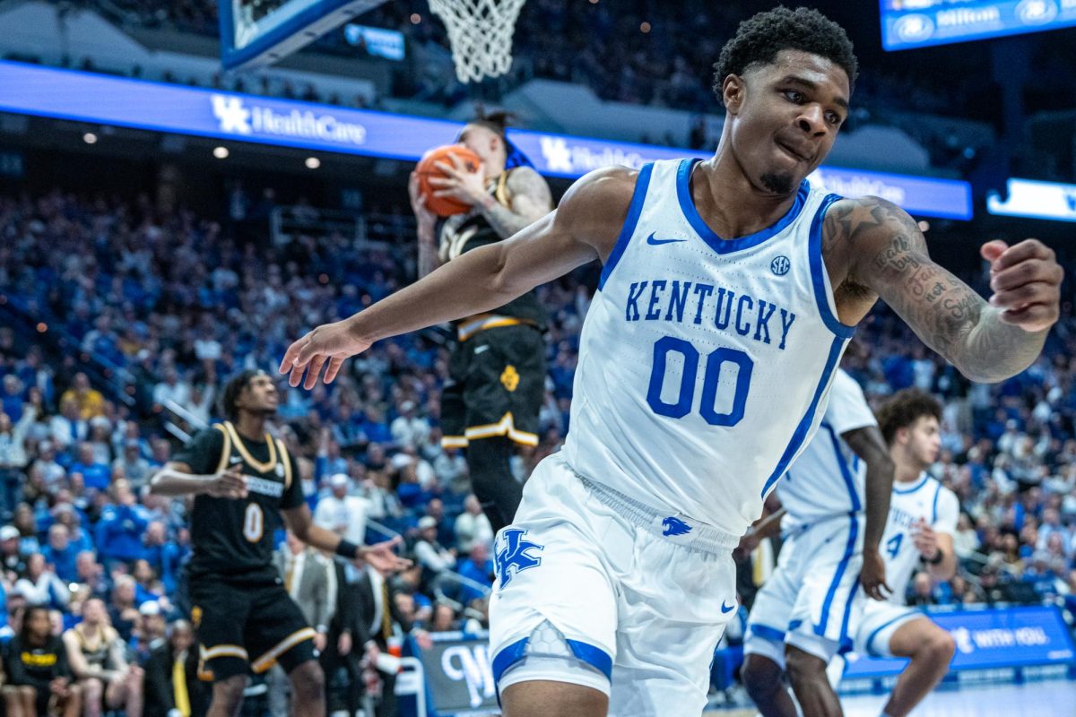Kentucky Wildcats guard Otega Oweh scores on a fast break during the basketball game against Missouri on Wednesday, Jan. 7, 2026, at Rupp Arena in Lexington, Ky. Missouri won 73-68. Photo by Will Luckett | Photo Manager
