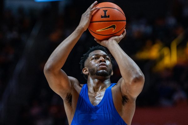 Kentucky Wildcats forward Mouhamed Dioubate warms up with free throws before the basketball game against Tennessee on Saturday, Jan. 17, 2026, at Thompson-Boling Arena in Knoxville, Tn. Kentucky won 80-78. Photo by Will Luckett | Photo Manager
